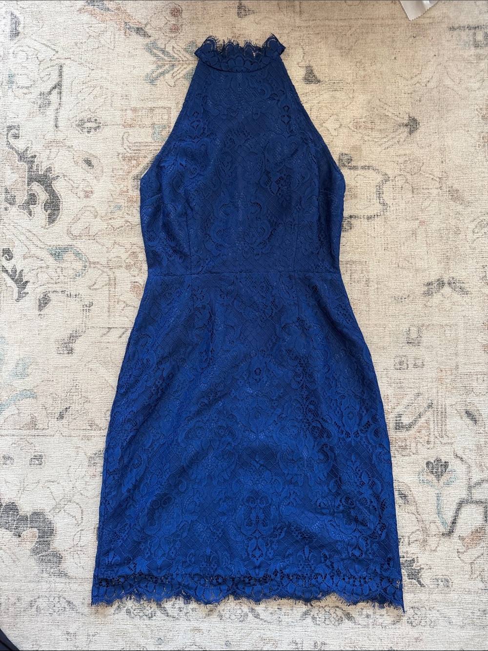 BB Dakota Royal Blue Lace Halter Mini Dress